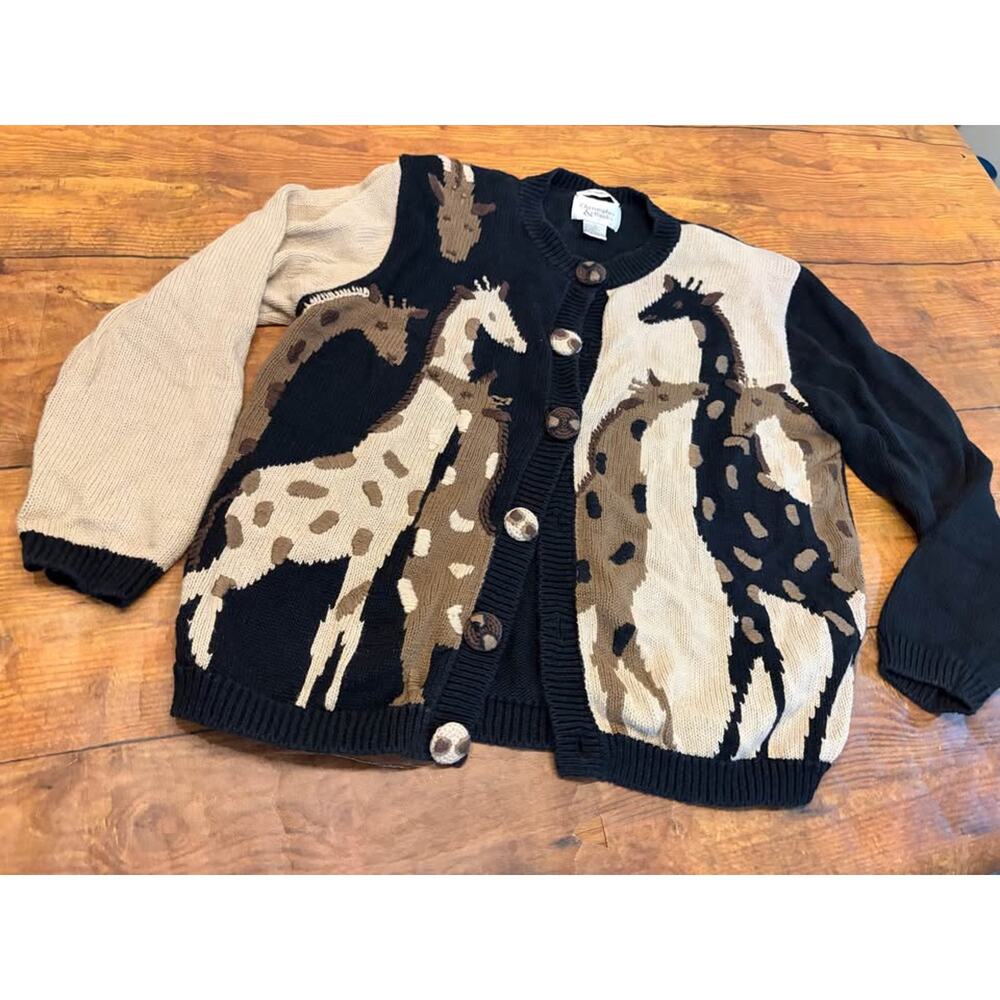Sz M - Vintage Giraffe Cardigan - Picture 1 of 6